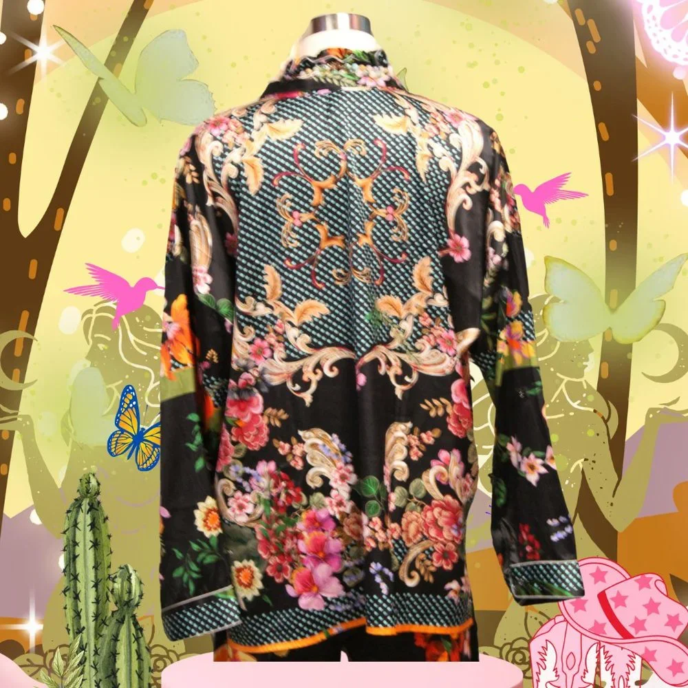 Johnny Was Long Sleeve Pj Set Pocca Floral Home Lounge Pajama New - Picture 4 of 5